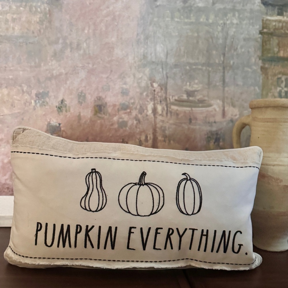 Rae Dunn Pumpkin Everything Large Pillow 14”in x 24”in